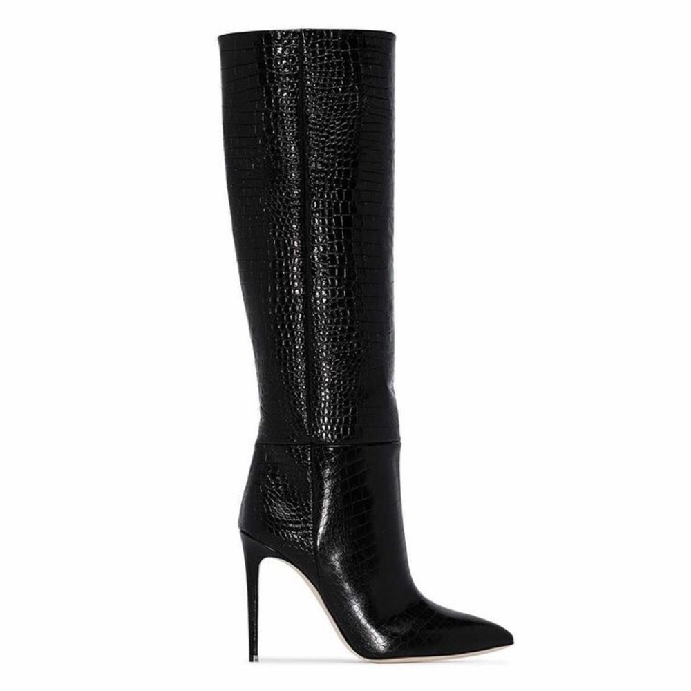 Black Paris Texas croc boot